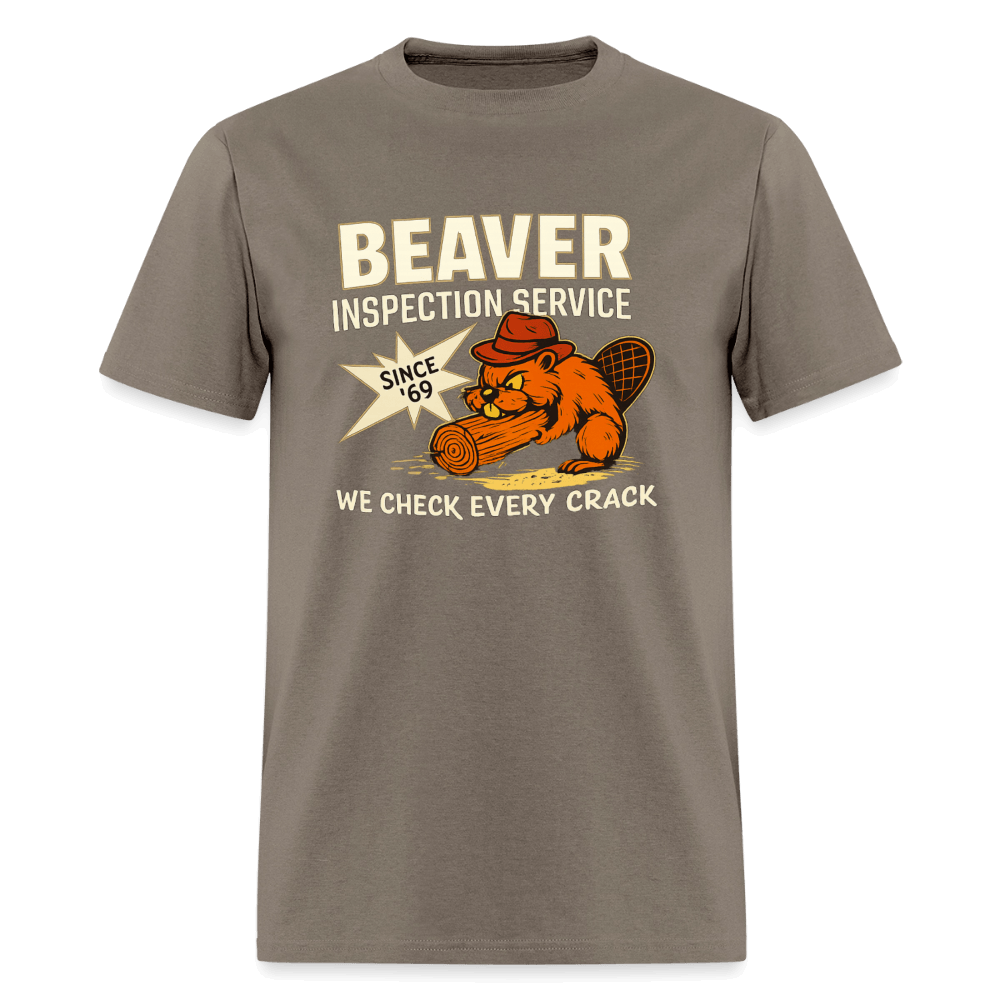Beaver Inspection Service Funny Adult Humor T-Shirt Color: Safari