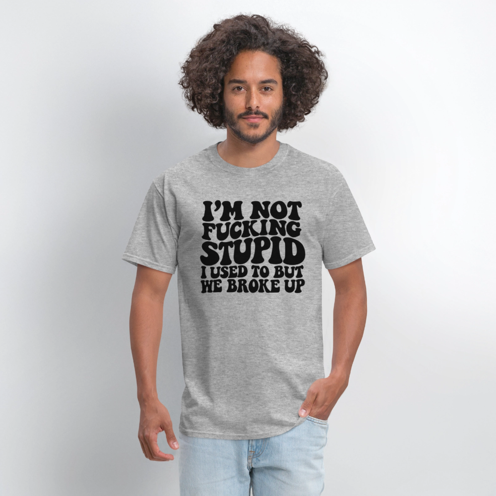 I'm Not Fucking Stupid — We Broke Up T-Shirt - heather gray