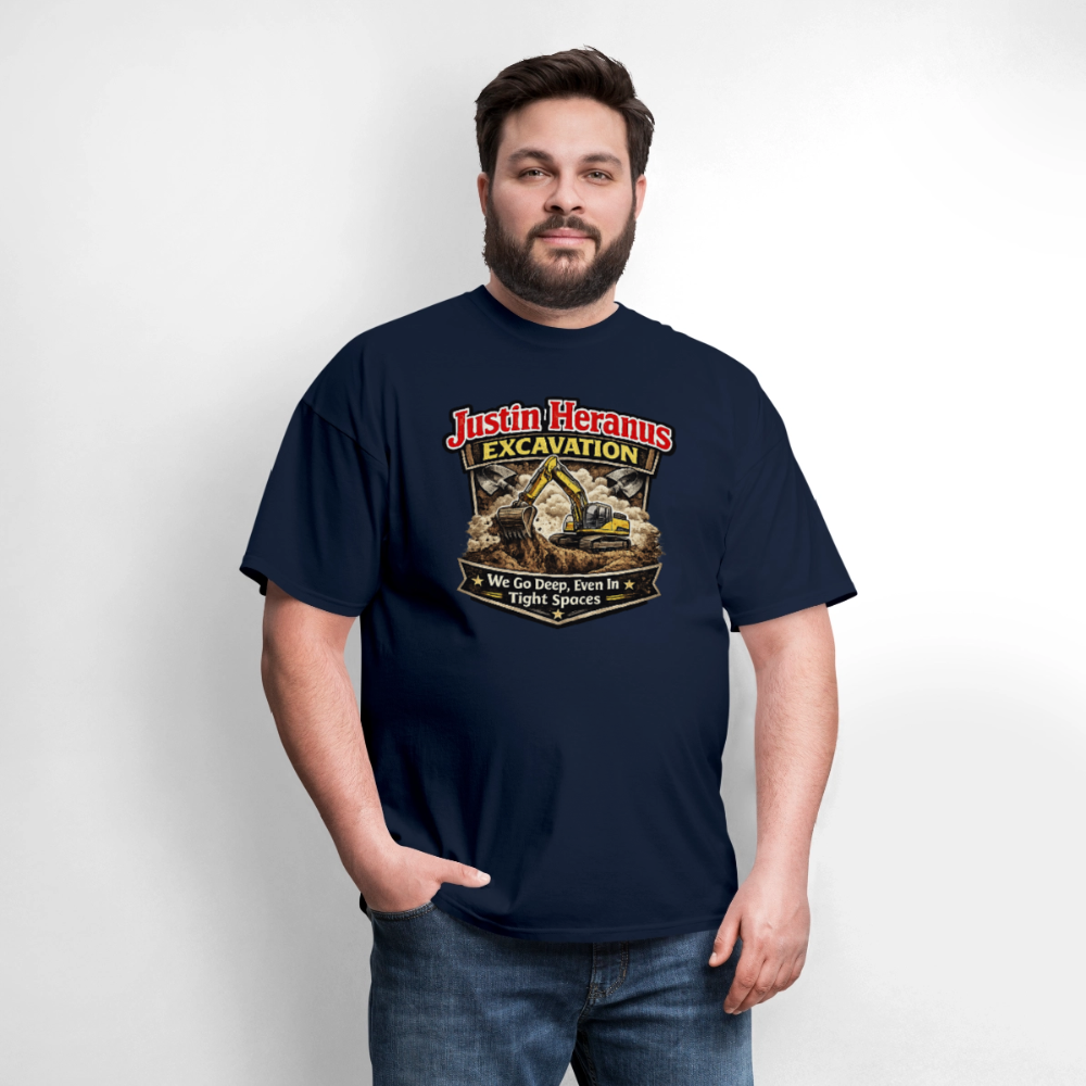 Justin Heranus Excavation Funny T-Shirt - navy
