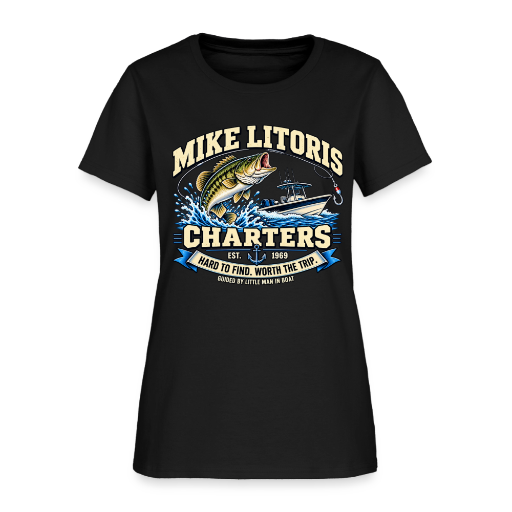 Mike Litoris Fishing Charters Women’s T-Shirt Color: Black