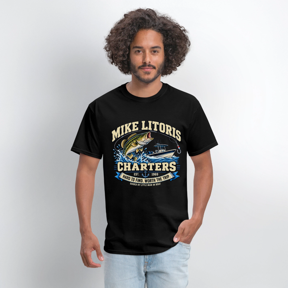 Mike Litoris Fishing Charters T-Shirt Color: Black