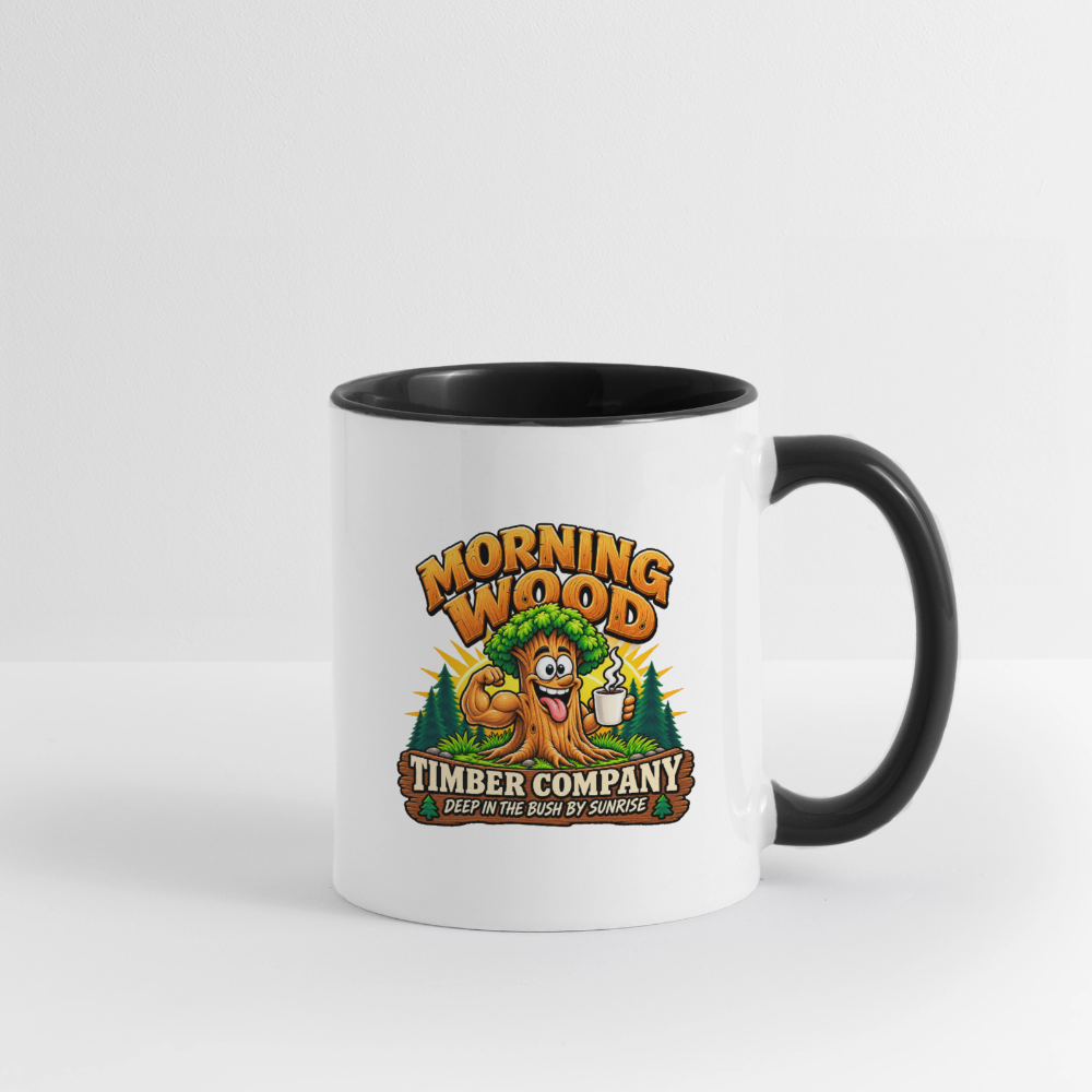 Morning Wood Timber Company – Funny Adult Humor Coffee Mug - white/black