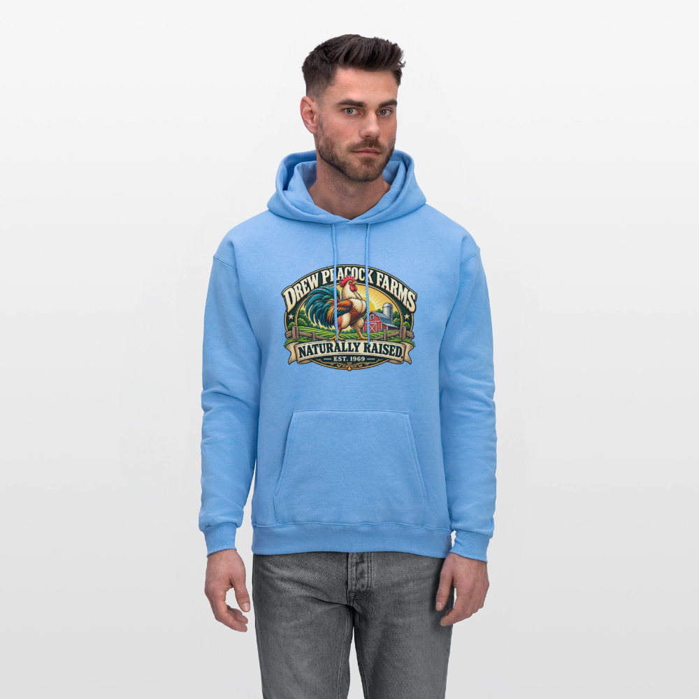 Drew Peacock Farms Hoodie Color: Carolina Blue