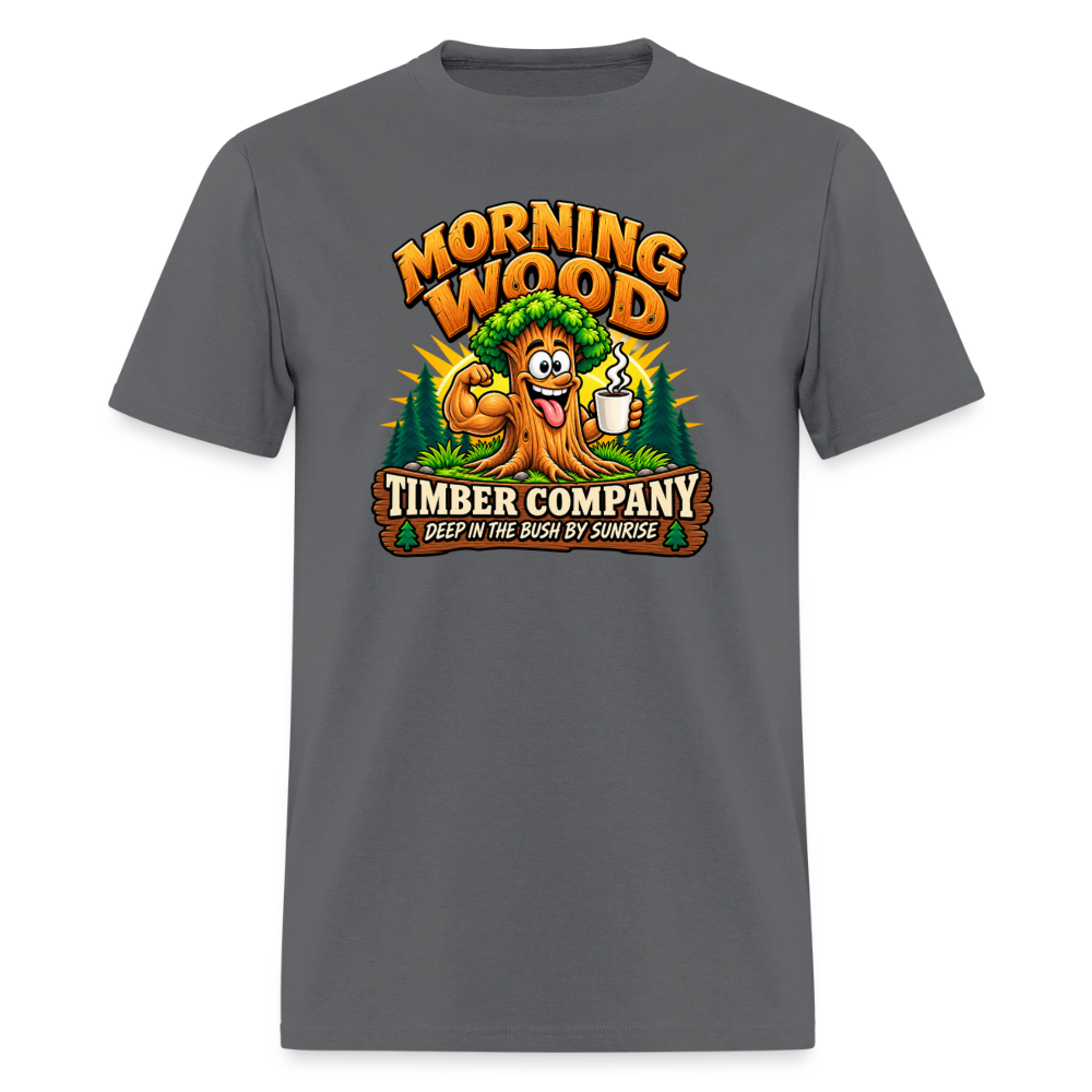Morning Wood Timber Company – Funny Adult Humor T-Shirt - charcoal