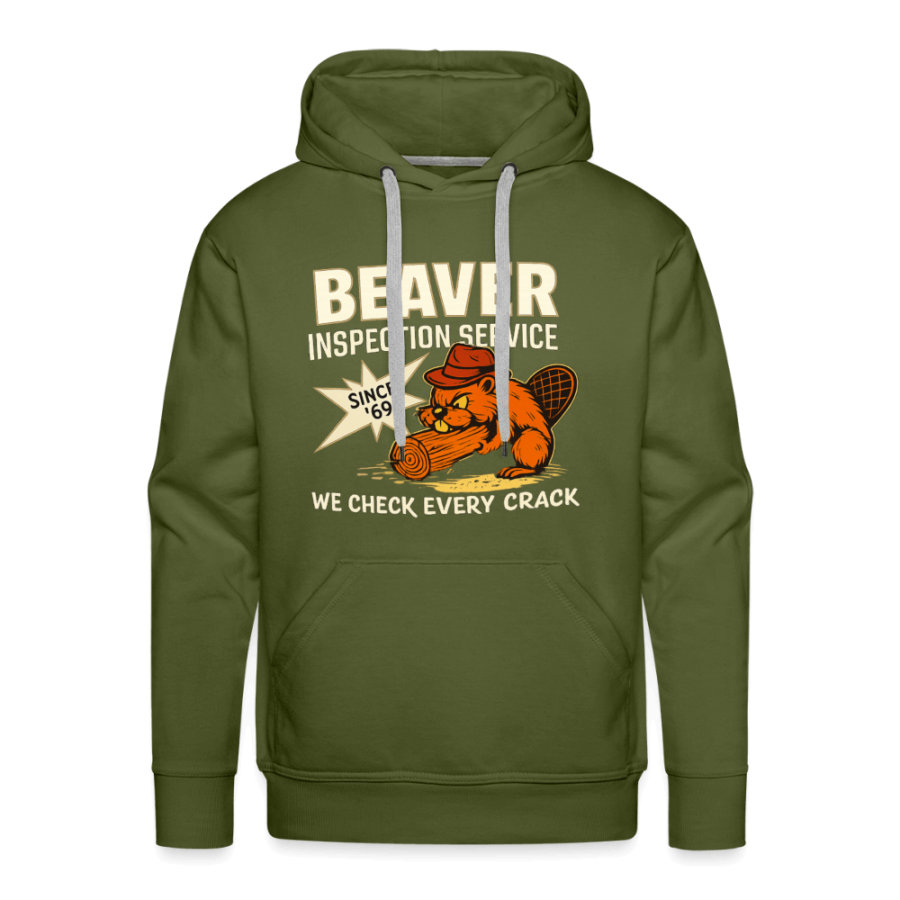 Beaver Inspection Service Adult Humor Premium Hoodie Color: Olive Green