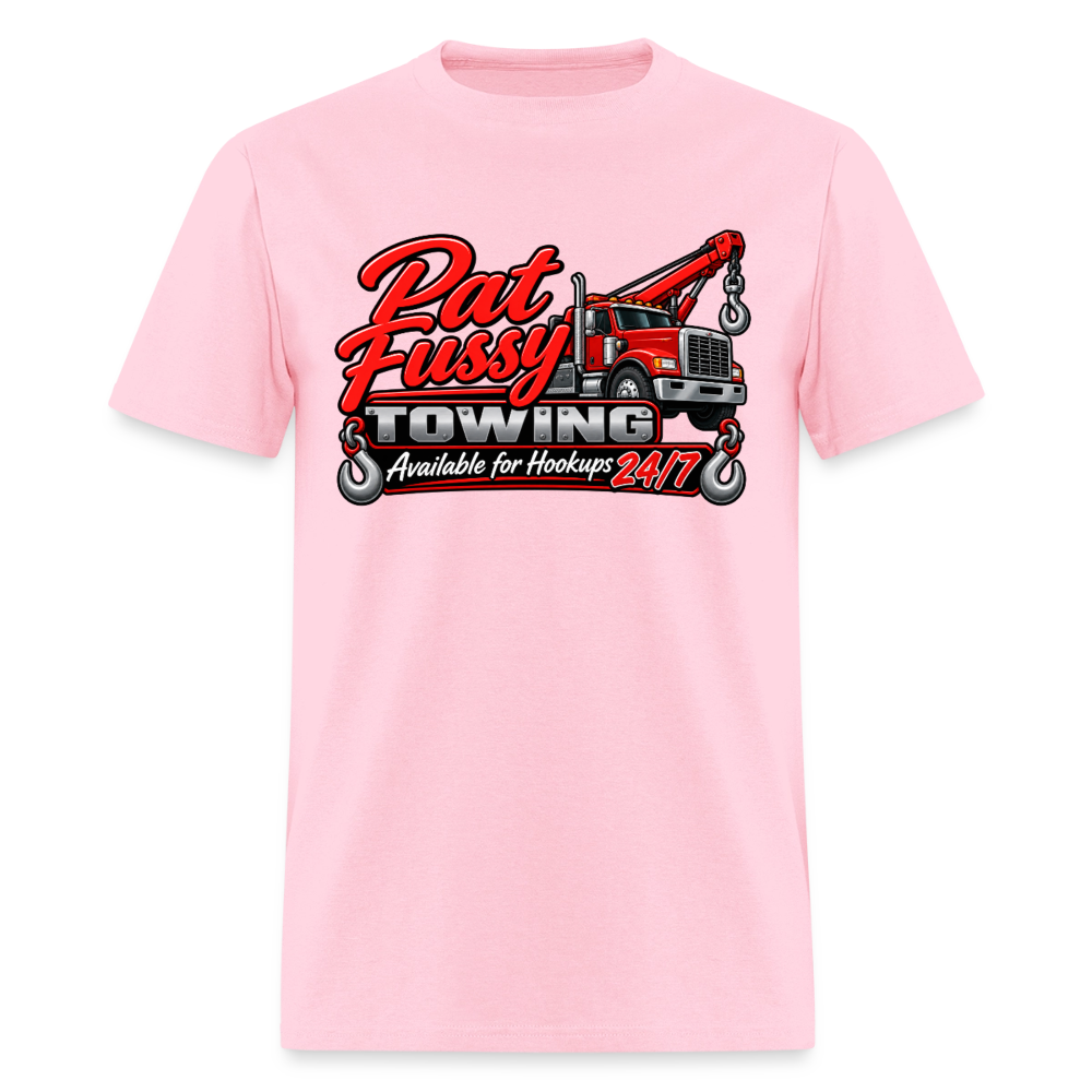 Pat Fussy Towing Funny Adult T-Shirt Color: Pink