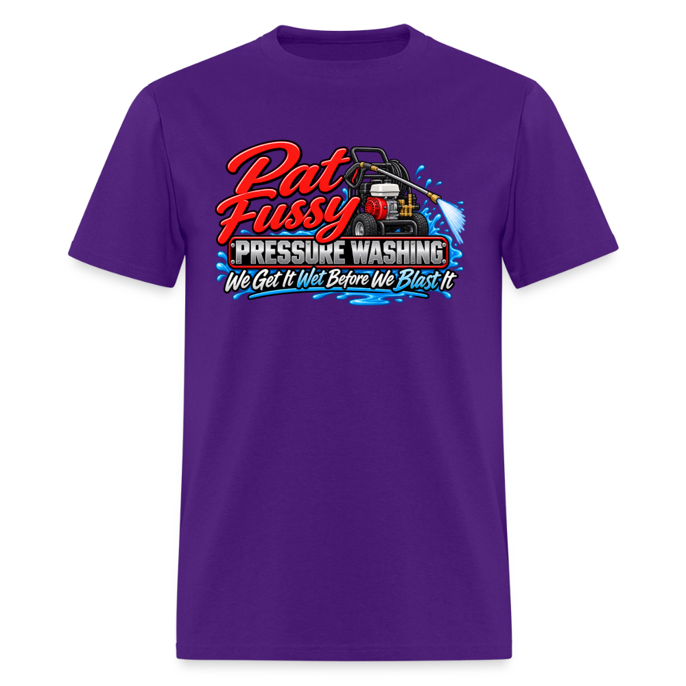 Pat Fussy Pressure Washing Funny Adult T-Shirt Color: Purple