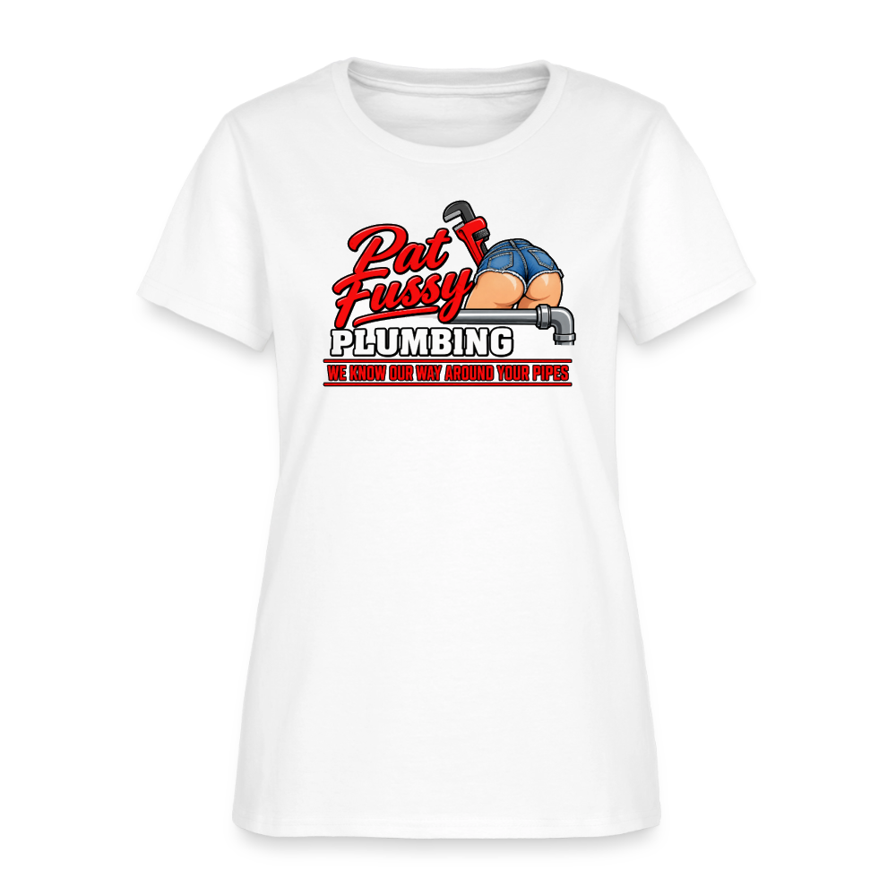 Pat Fussy Plumbing Funny Adult Women's T-Shirt - white