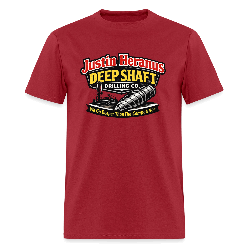 Justin Heranus Deep Shaft Drilling T-Shirt Color: Dark Red