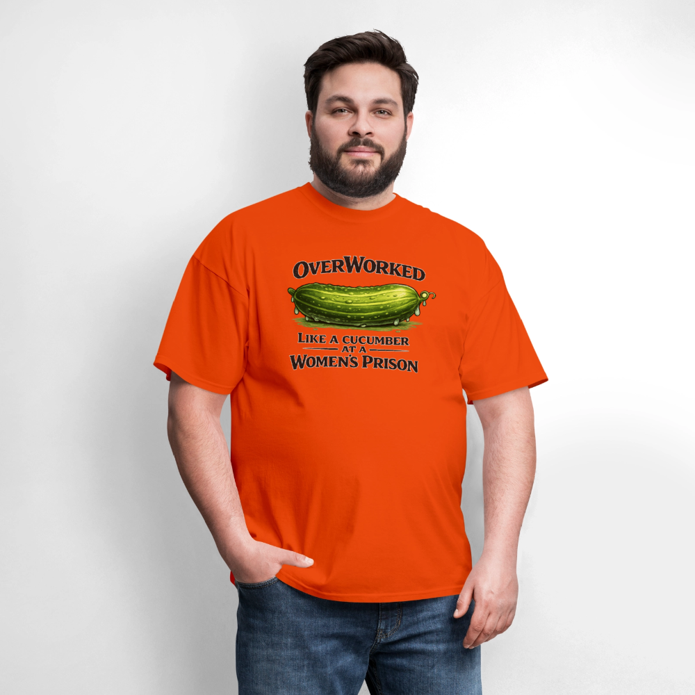 Overworked Like a Cucumber at a Women's Prison T-Shirt - orange