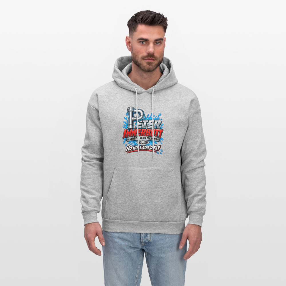 Peter Innerbutt No Hole Too Dirty Funny Adult Humor Hoodie Color: Heather Gray
