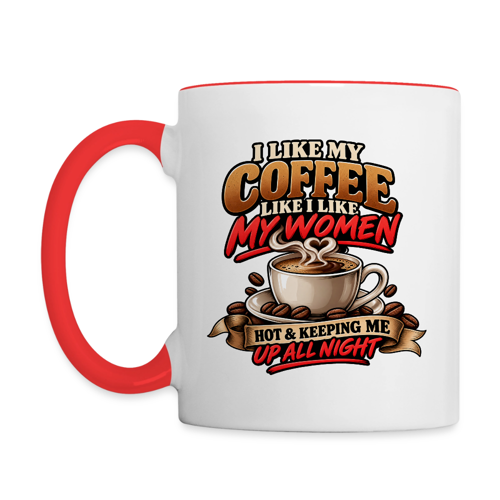 I Like My Coffee Like I Like My Women — Hot and Keeping Me Up All Night Coffee Mug Color: White/Black