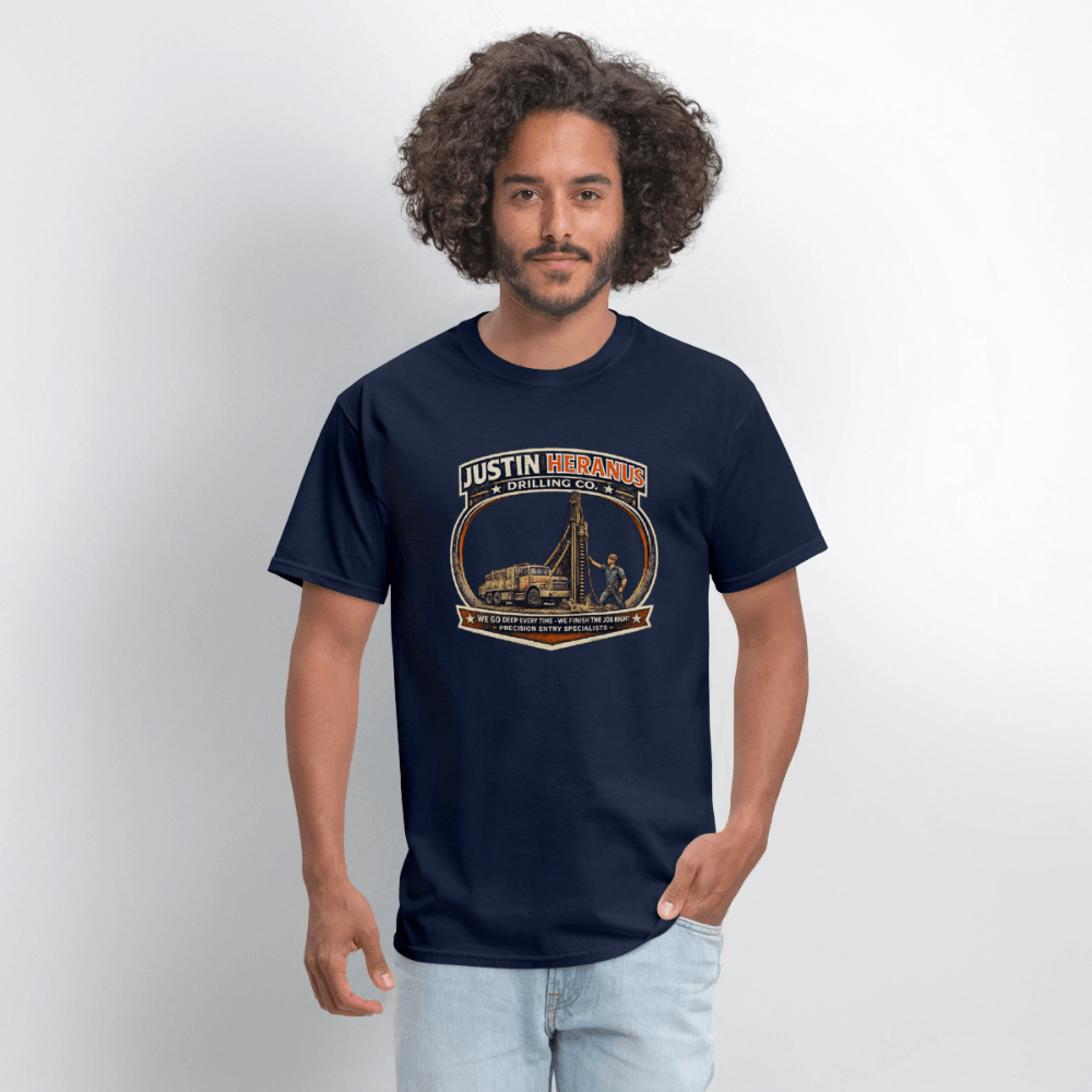 Justin Heranus Drilling Company Funny T-Shirt Color: White