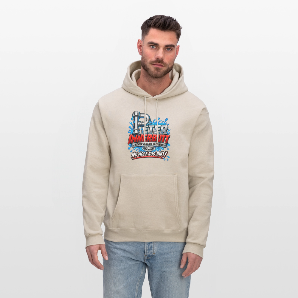 Peter Innerbutt No Hole Too Dirty Funny Adult Humor Hoodie Color: Heather Gray