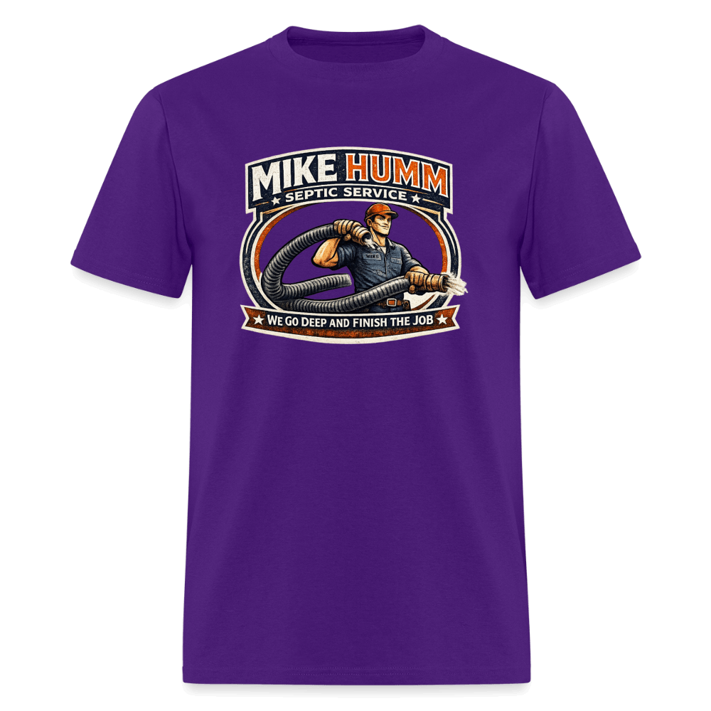 Mike Humm Septic Service T-Shirt Color: Purple