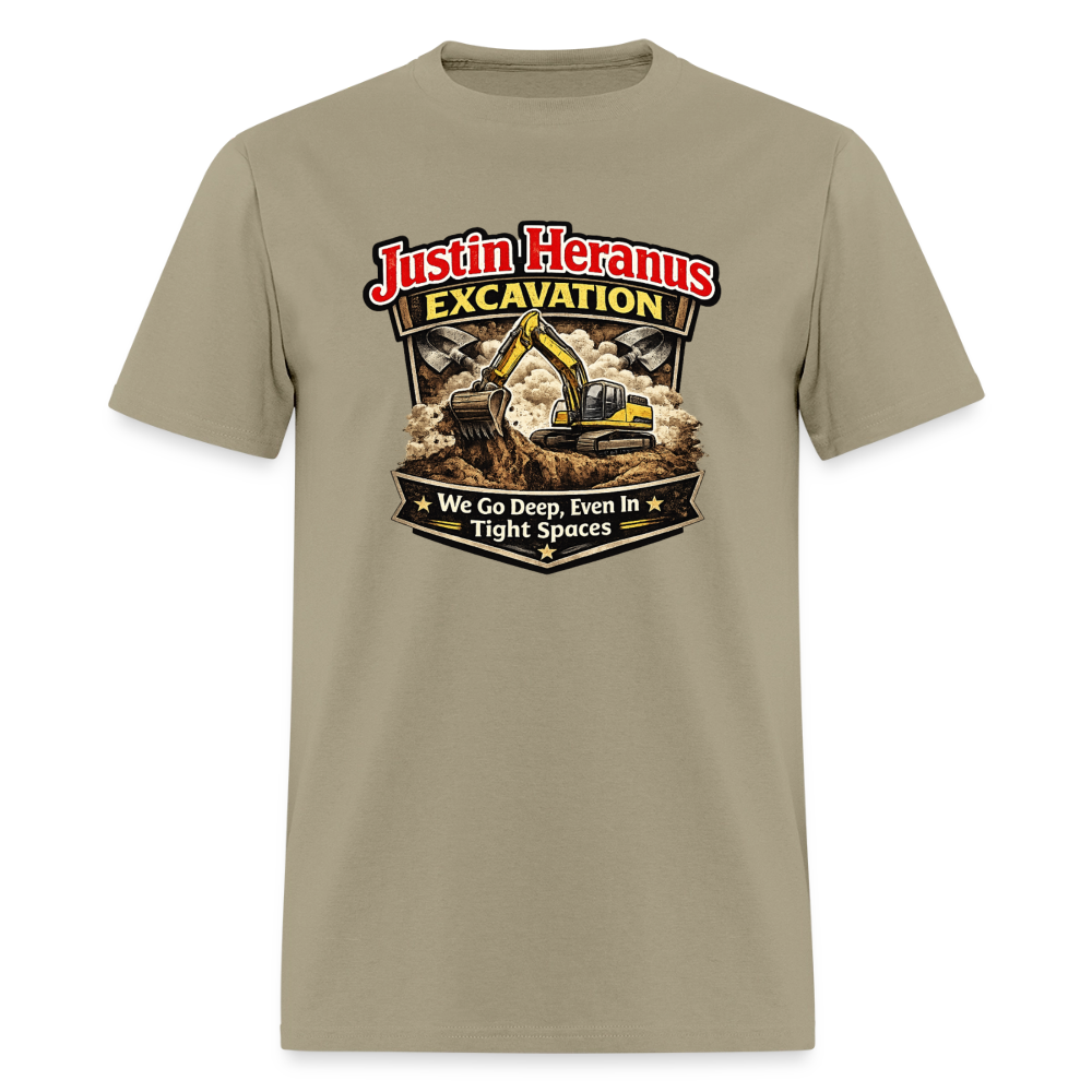 Justin Heranus Excavation Funny T-Shirt - khaki