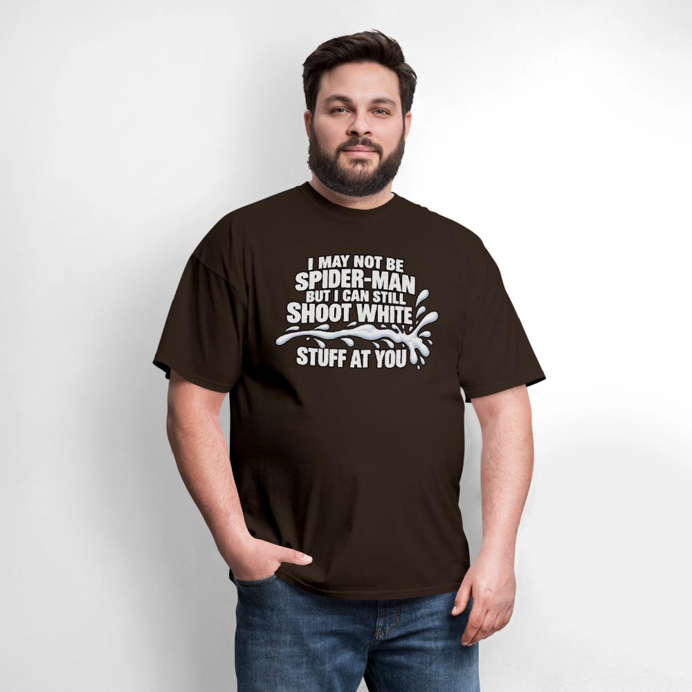 I May Not Be Spider-Man But I Can Still Shoot White Stuff T-Shirt Color: Navy