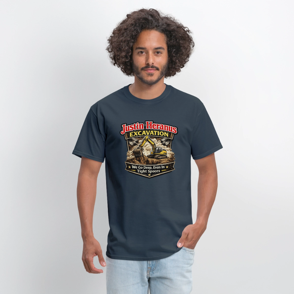 Justin Heranus Excavation Funny T-Shirt -  blue dusk