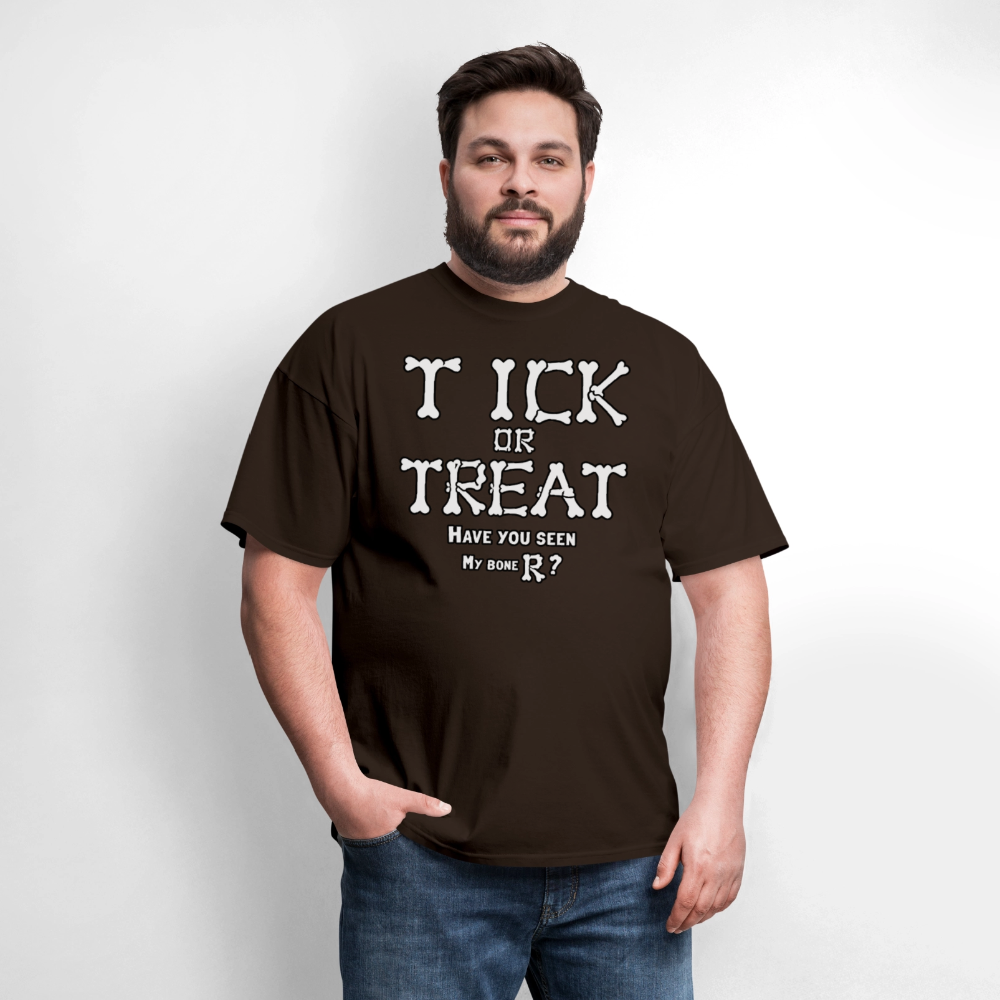 Tick or Treat Have You Seen My Bone R? Halloween T-Shirt Color: Black