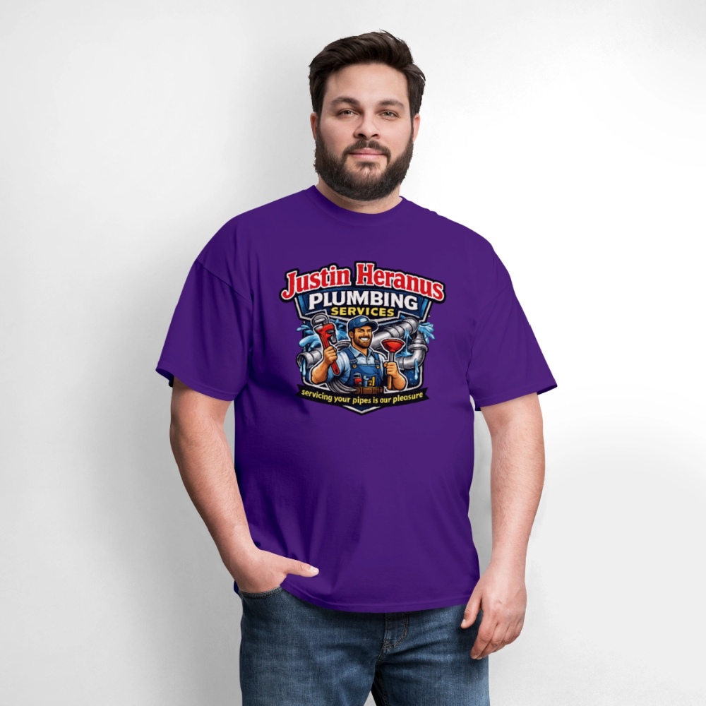 Justin Heranus Plumbing Funny T-Shirt - purple
