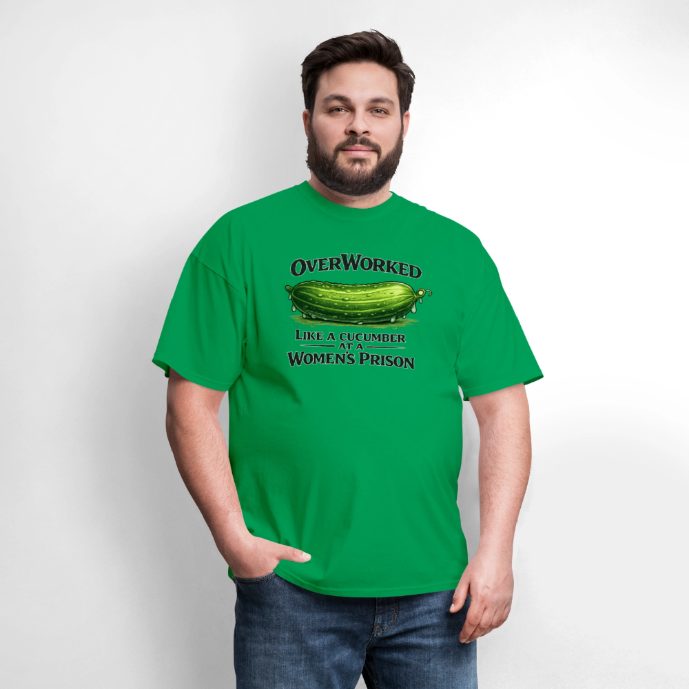 Overworked Like a Cucumber at a Women's Prison T-Shirt - bright green