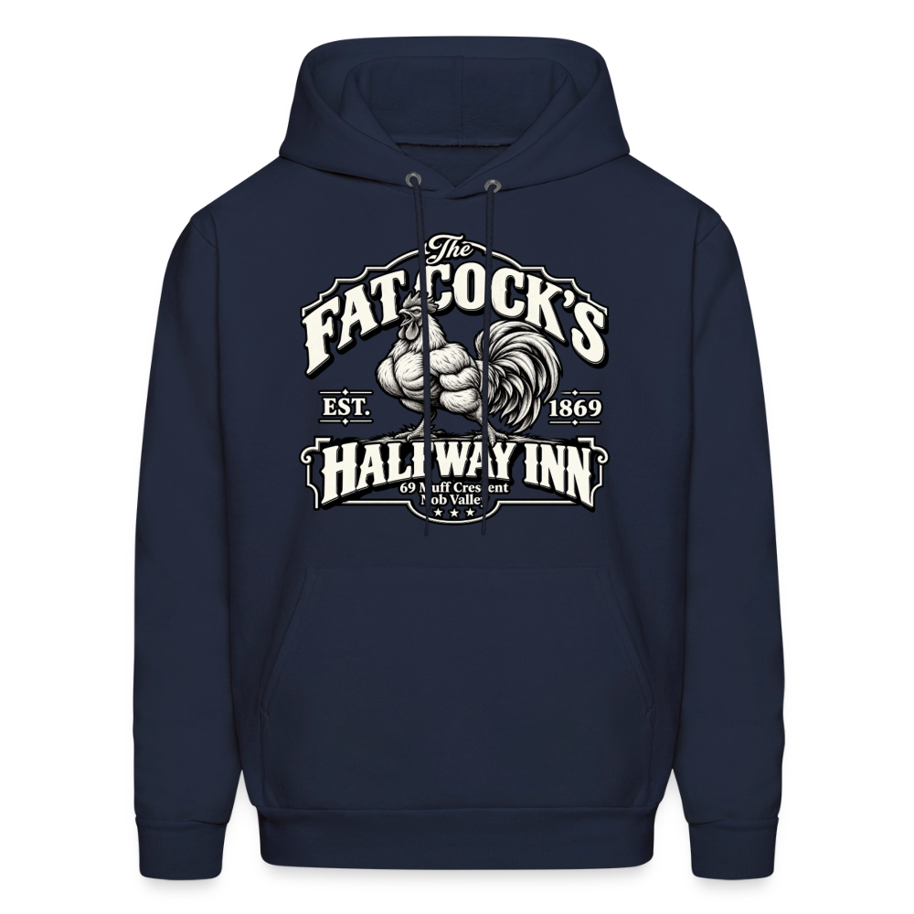 Fat Cock’s Halfway Inn Hoodie Color: Navy