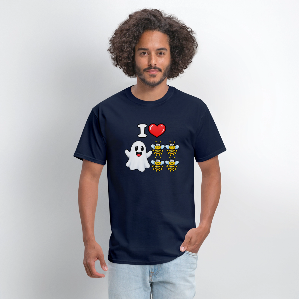 I Heart Boo Bees Funny Halloween T-Shirt Color: Navy