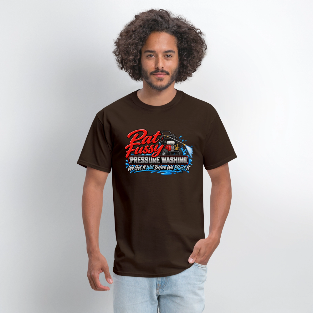 Pat Fussy Pressure Washing Funny Adult T-Shirt Color: Heather Black