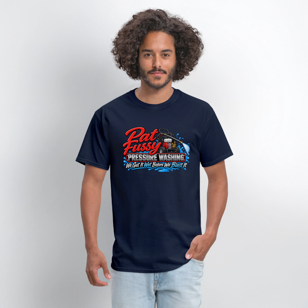 Pat Fussy Pressure Washing Funny Adult T-Shirt Color: Heather Black