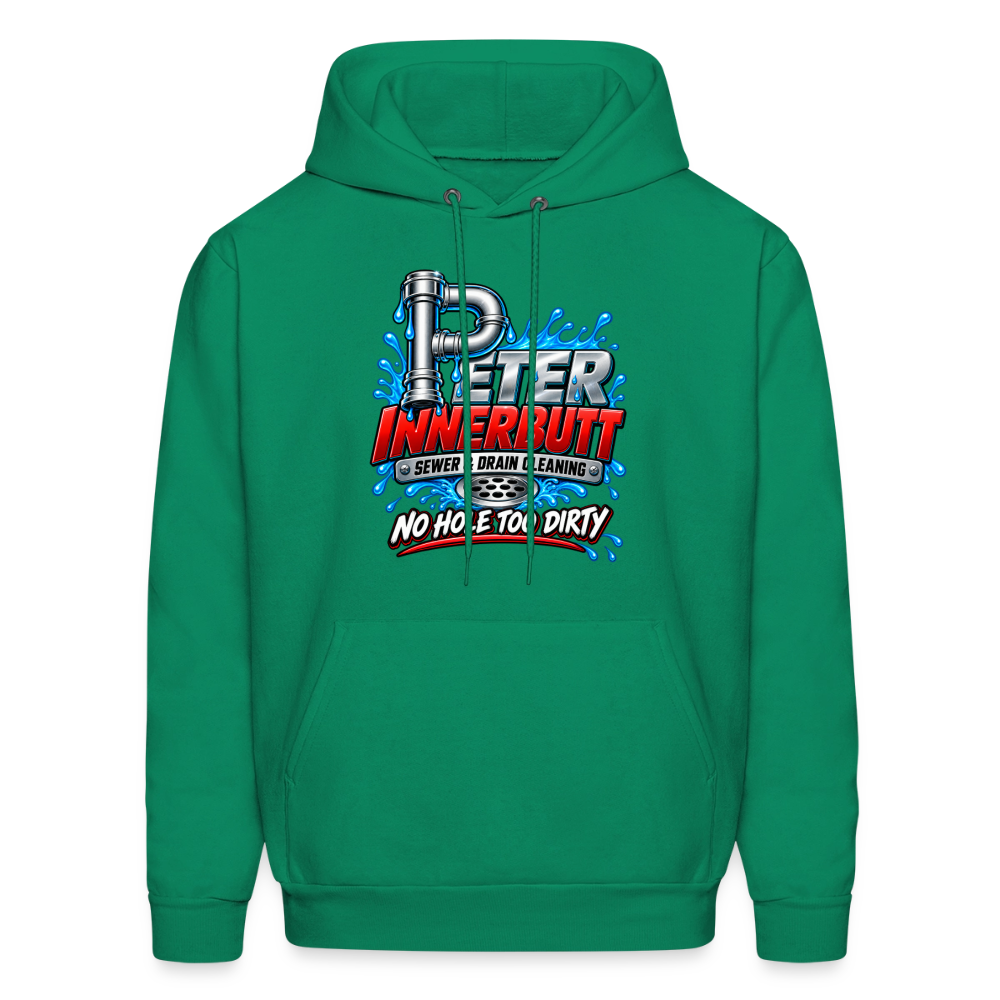 Peter Innerbutt No Hole Too Dirty Funny Adult Humor Hoodie Color: Kelly Green