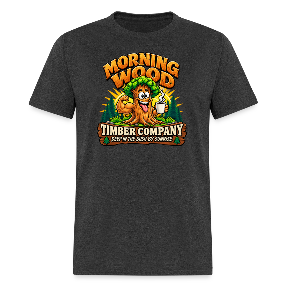 Morning Wood Timber Company – Funny Adult Humor T-Shirt - heather black
