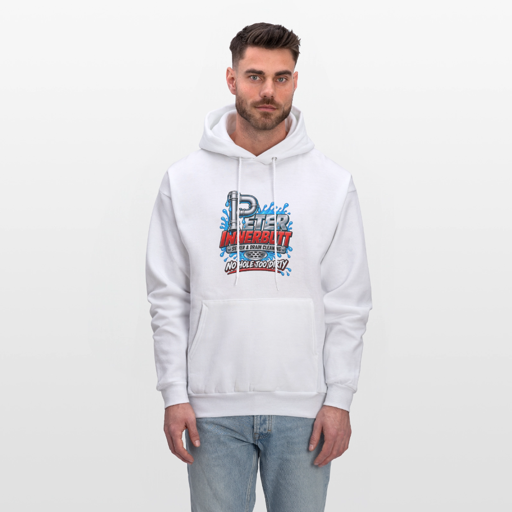 Peter Innerbutt No Hole Too Dirty Funny Adult Humor Hoodie Color: Heather Gray
