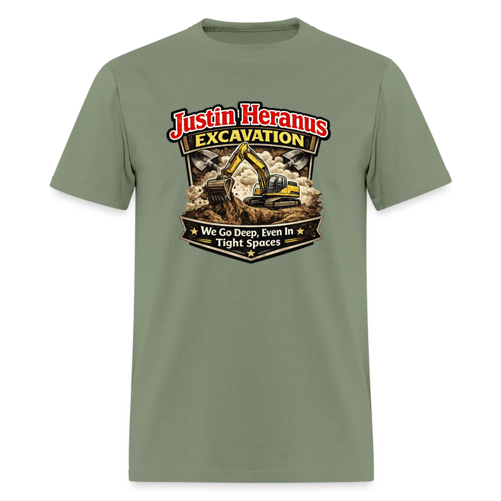 Justin Heranus Excavation Funny T-Shirt - military green