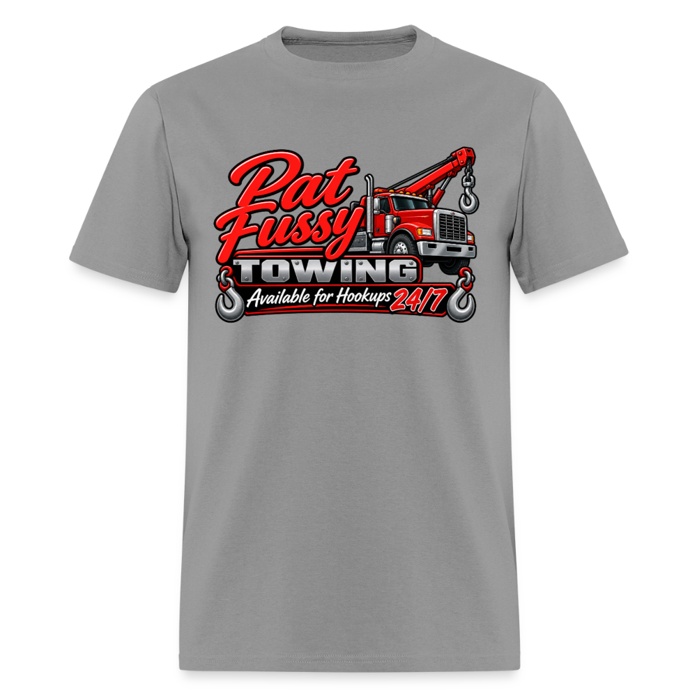 Pat Fussy Towing Funny Adult T-Shirt Color: Rock