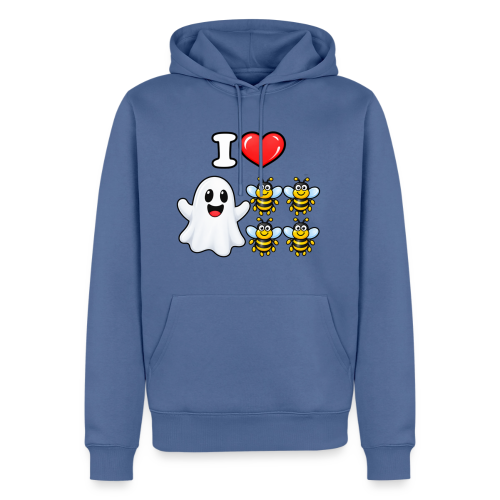 I Heart Boo Bees Funny Halloween Premium Hoodie Color: Stone Blue
