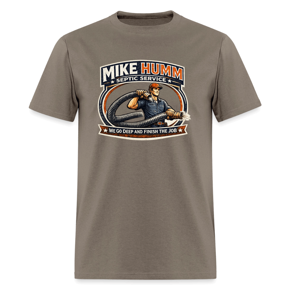 Mike Humm Septic Service T-Shirt Color: Safari