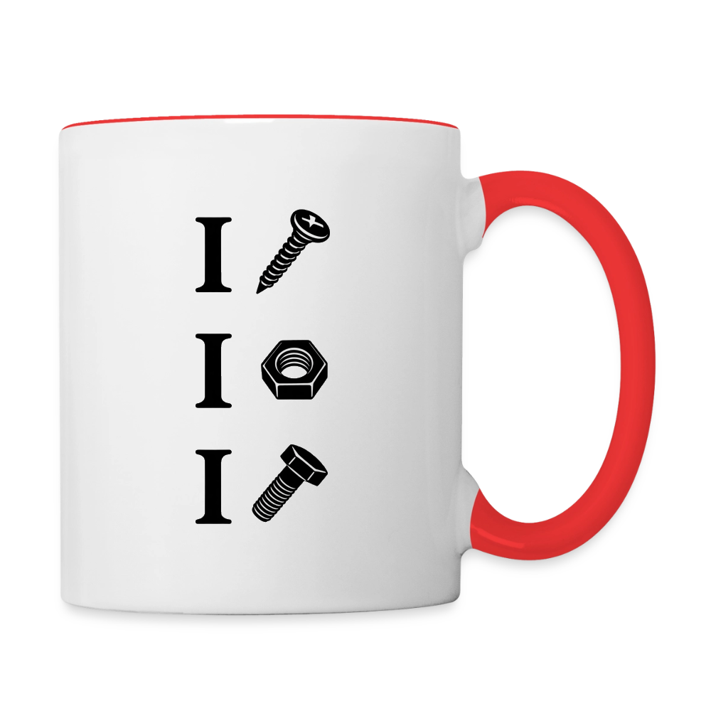 I Screw I Nut I Bolt Contrast Coffee Mug - white/red