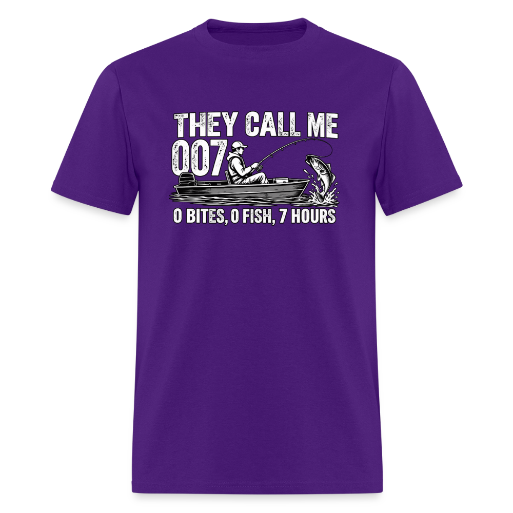 They Call Me 007 Funny Fishing T-Shirt Color: Purple