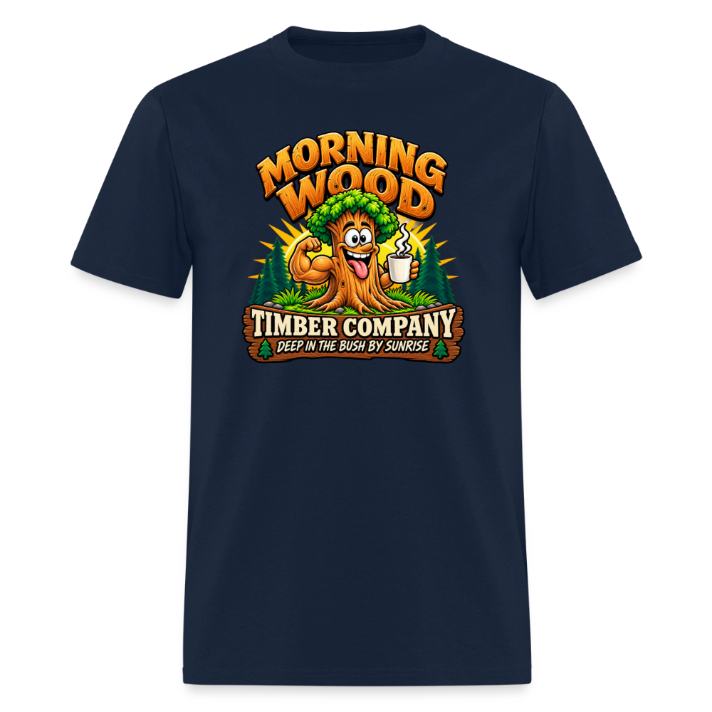 Morning Wood Timber Company – Funny Adult Humor T-Shirt - navy