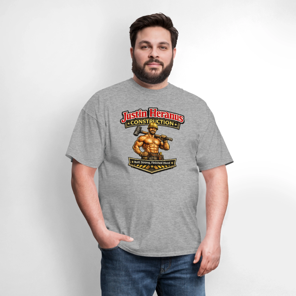 Justin Heranus Construction Funny T-Shirt - heather gray