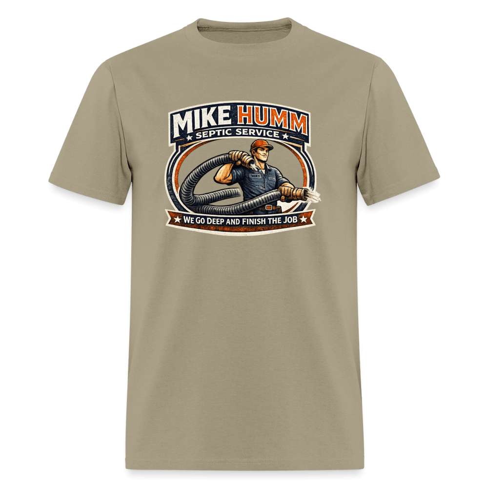 Mike Humm Septic Service T-Shirt Color: Khaki