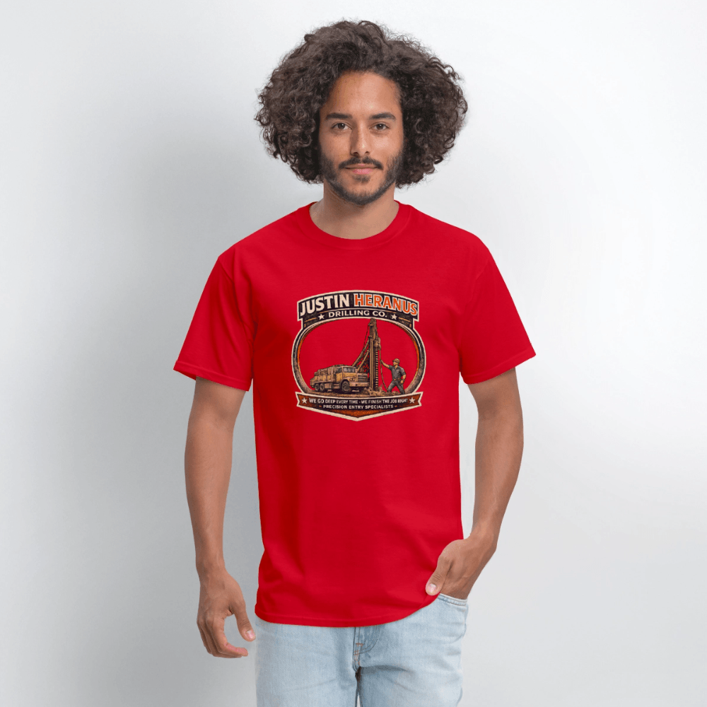 Justin Heranus Drilling Company Funny T-Shirt Color: White
