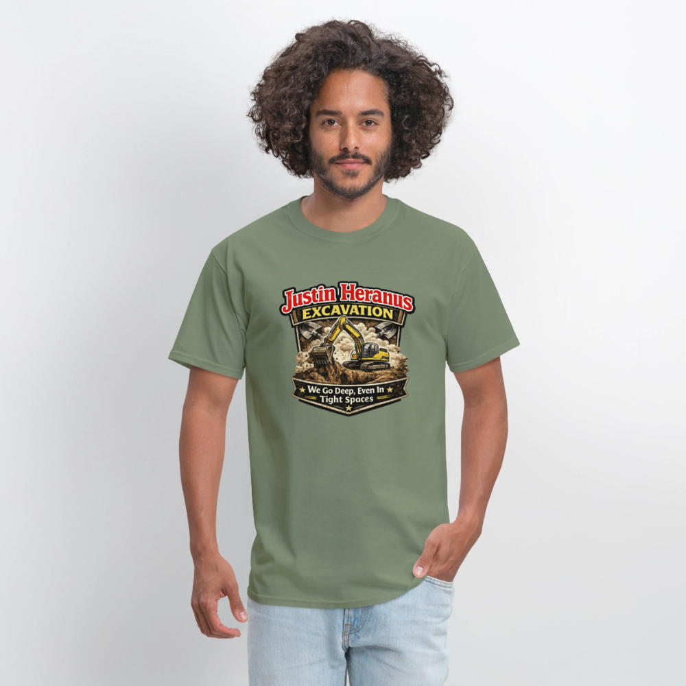 Justin Heranus Excavation Funny T-Shirt - military green