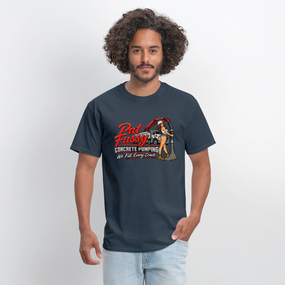 Pat Fussy Concrete Pumping Funny Adult T-Shirt Color: Rock