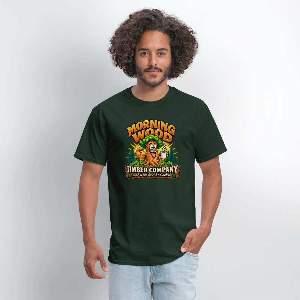 Morning Wood Timber Company – Funny Adult Humor T-Shirt - forest green