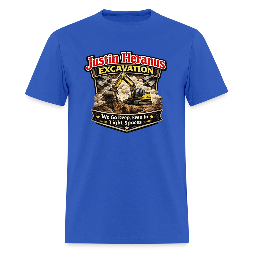 Justin Heranus Excavation Funny T-Shirt - royal blue