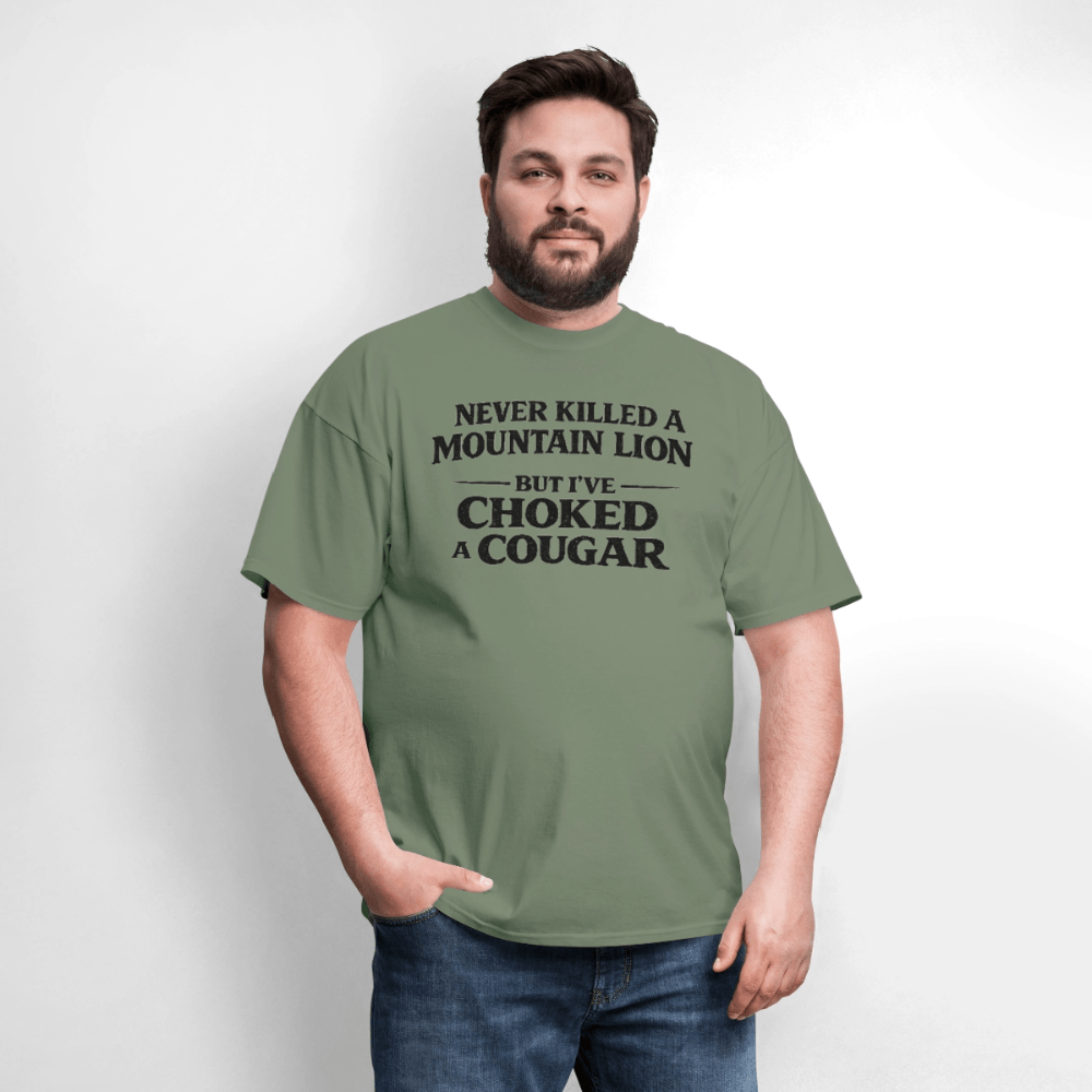 Never Killed A Mountain Lion But I've Choked A Cougar T-Shirt Color: Rock
