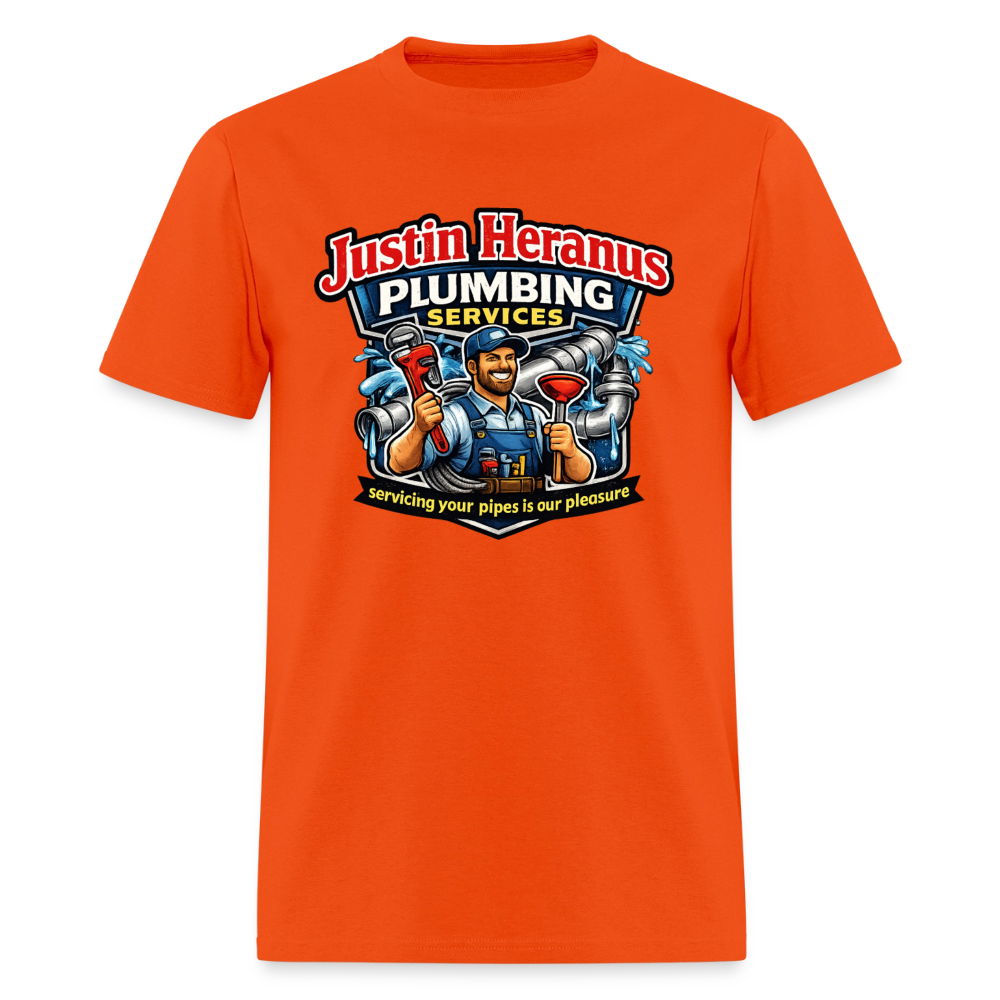 Justin Heranus Plumbing Funny T-Shirt - orange