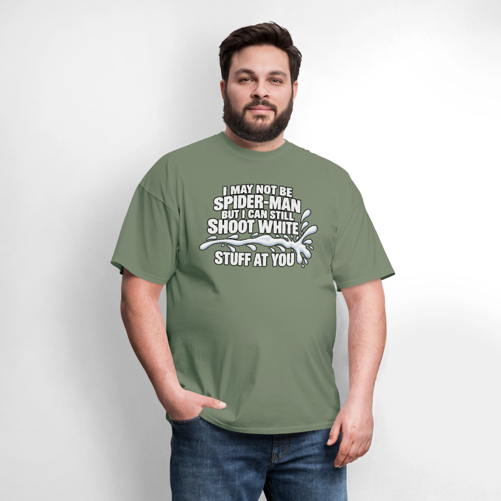 I May Not Be Spider-Man But I Can Still Shoot White Stuff T-Shirt Color: Navy