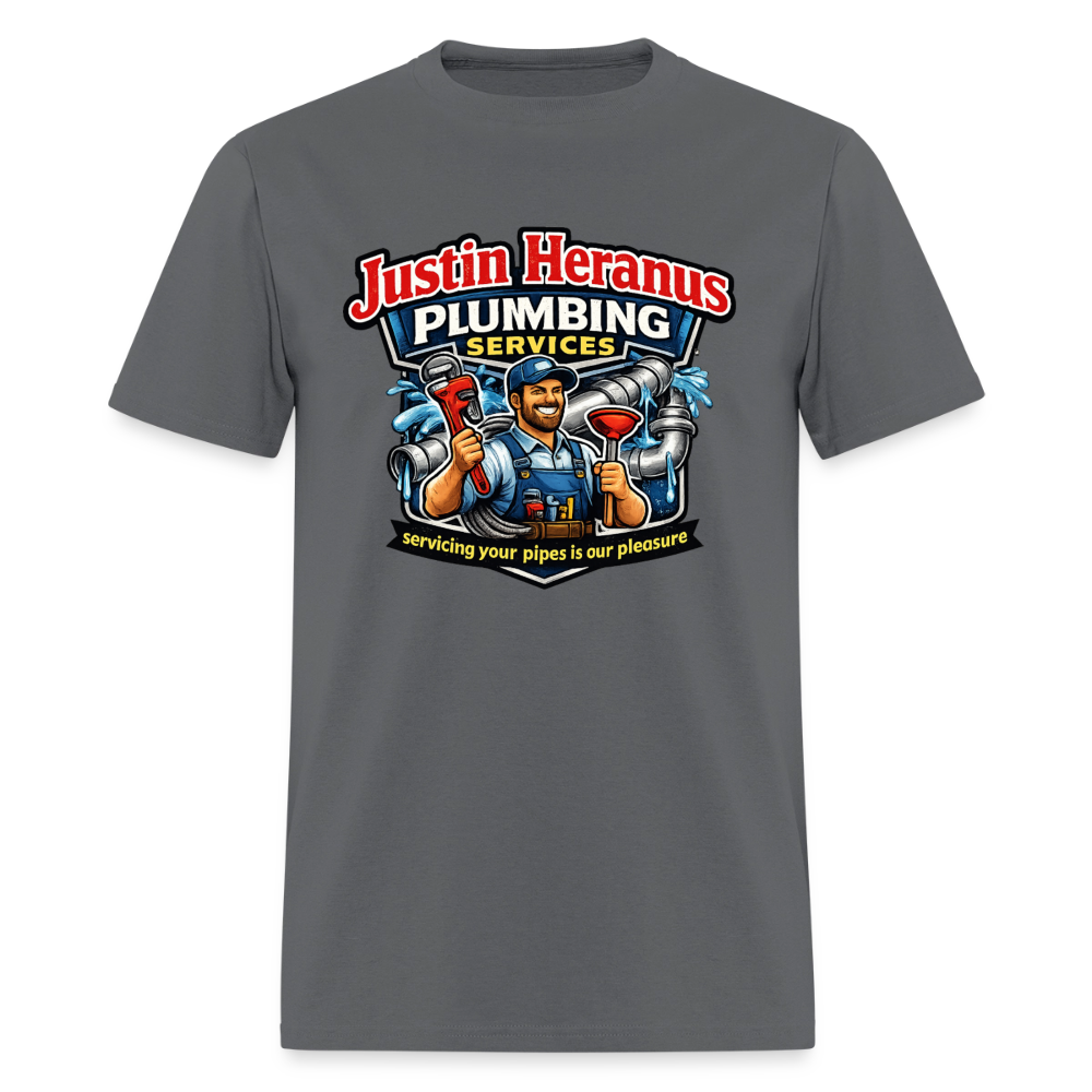 Justin Heranus Plumbing Funny T-Shirt - charcoal